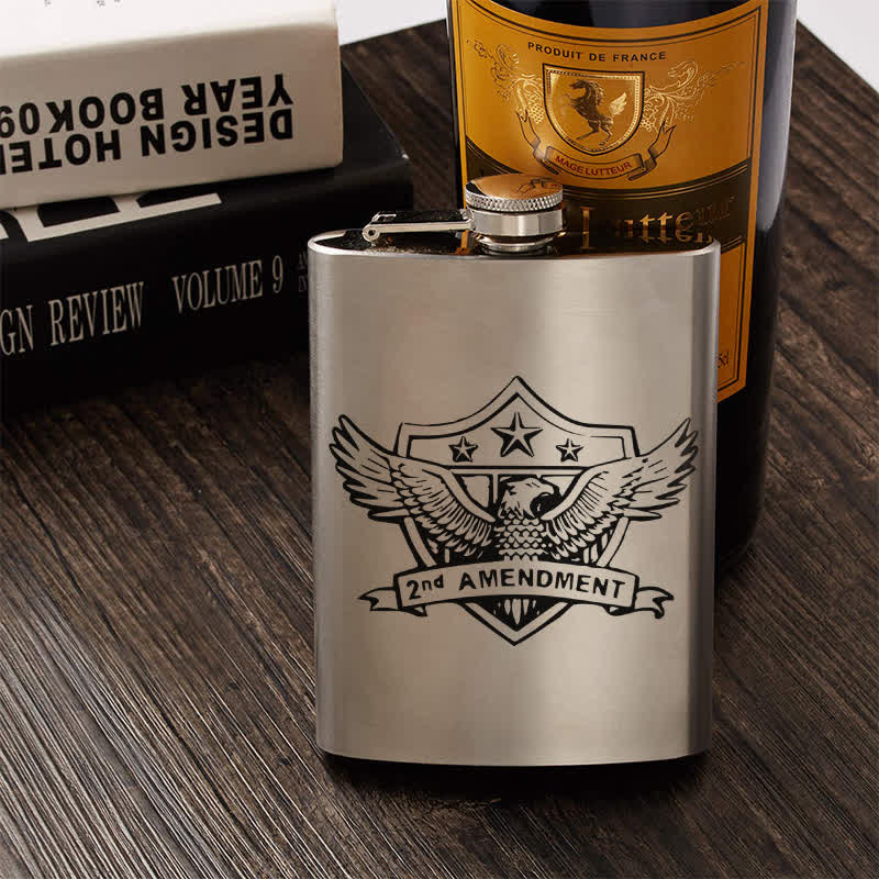 3-8 oz Eagle Laser Pattern Stainless Steel Portable Flask
