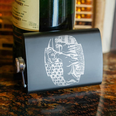 3-8 oz Deers USA Flag Laser Pattern Stainless Steel Portable Flask