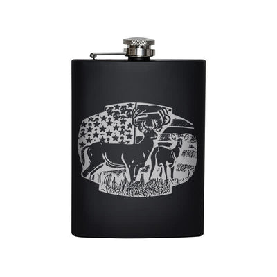 3-8 oz Deers USA Flag Laser Pattern Stainless Steel Portable Flask