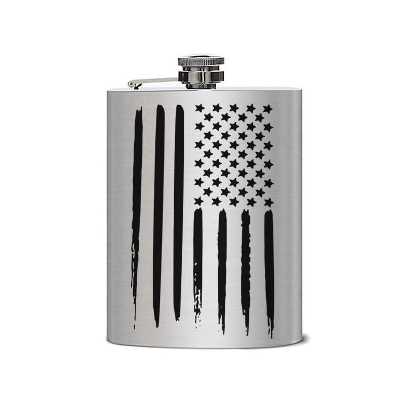 3-8 oz American Flag Laser Pattern Stainless Steel Portable Flask