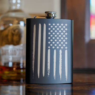 3-8 oz American Flag Laser Pattern Stainless Steel Portable Flask