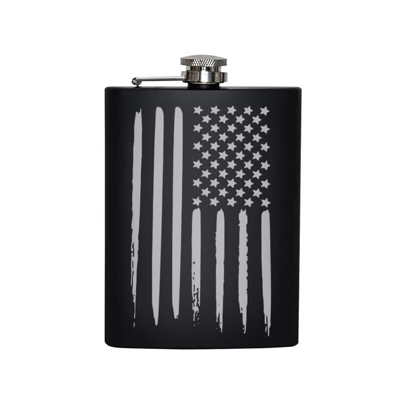 3-8 oz American Flag Laser Pattern Stainless Steel Portable Flask