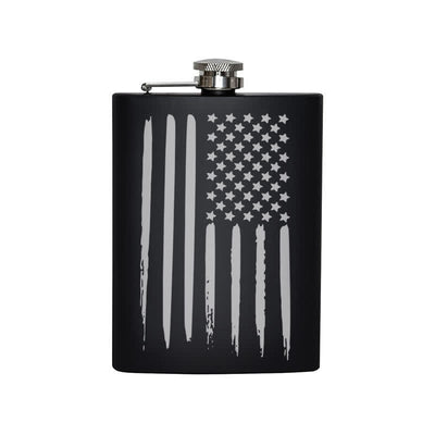 3-8 oz American Flag Laser Pattern Stainless Steel Portable Flask