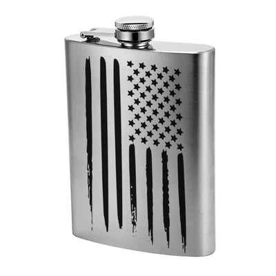 3-8 oz American Flag Laser Pattern Stainless Steel Portable Flask