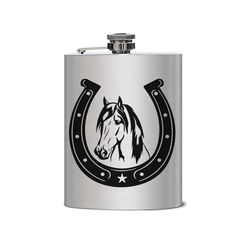 3-8 oz Horse Head Laser Pattern Stainless Steel Portable Flask