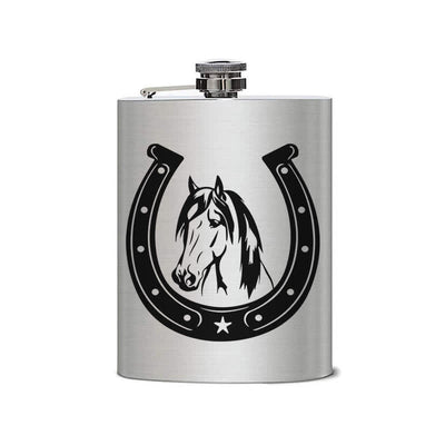 3-8 oz Horse Head Laser Pattern Stainless Steel Portable Flask