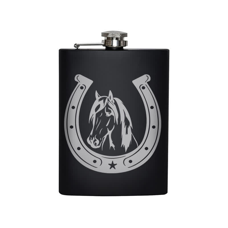 3-8 oz Horse Head Laser Pattern Stainless Steel Portable Flask