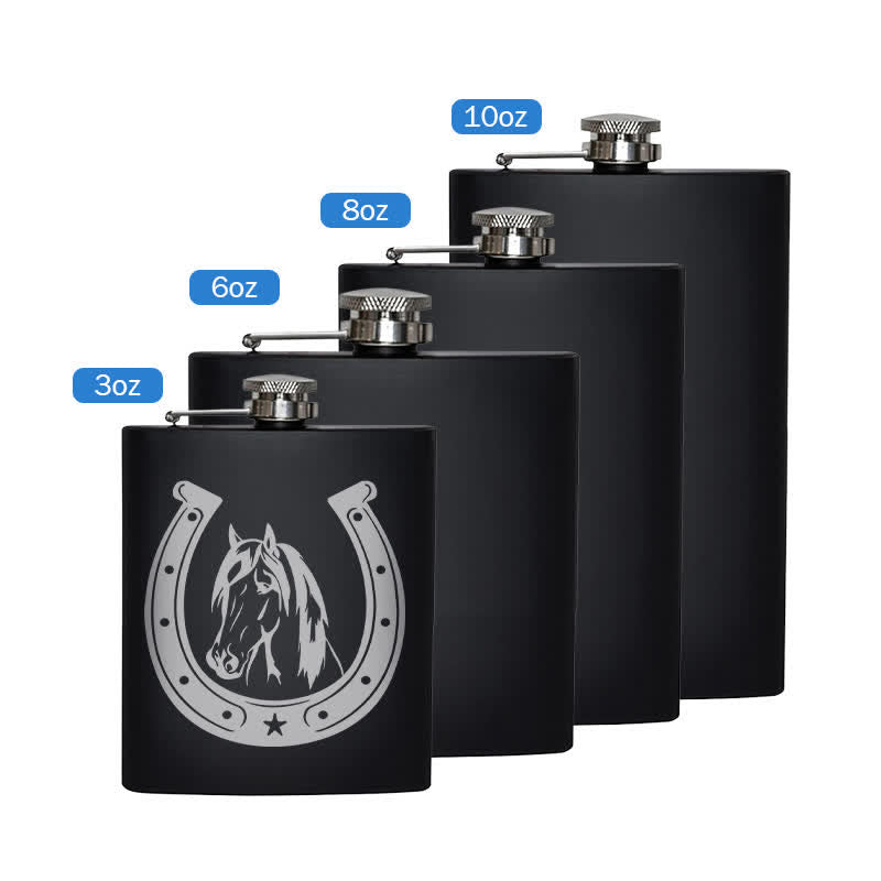 3-8 oz Horse Head Laser Pattern Stainless Steel Portable Flask