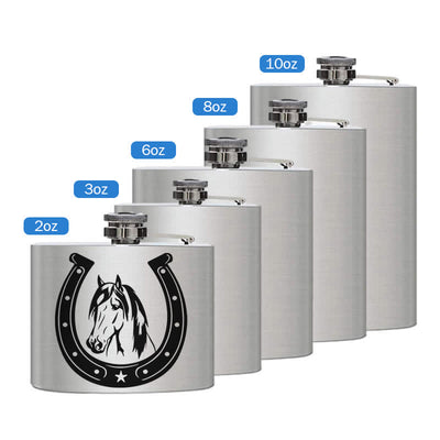 3-8 oz Horse Head Laser Pattern Stainless Steel Portable Flask