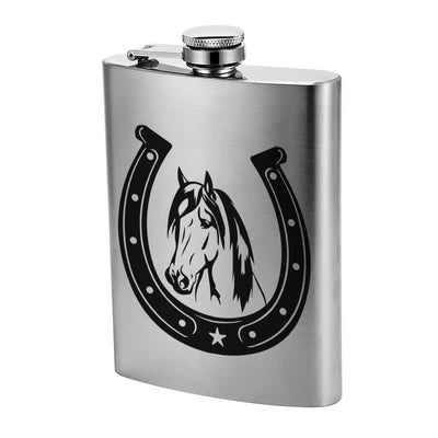 3-8 oz Horse Head Laser Pattern Stainless Steel Portable Flask