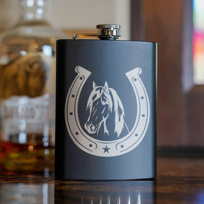 3-8 oz Horse Head Laser Pattern Stainless Steel Portable Flask