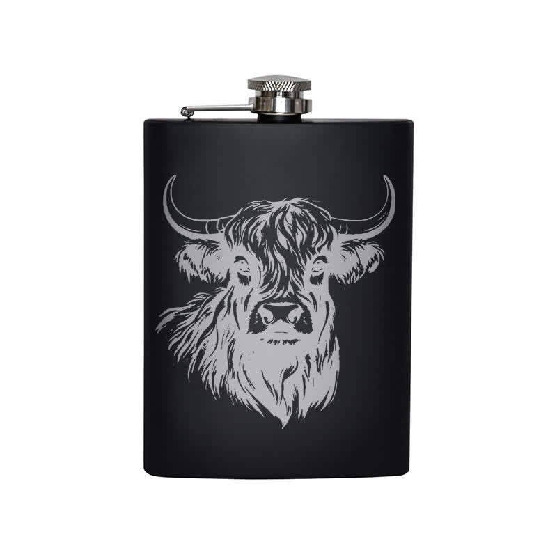3-8 oz Yak Bull Laser Pattern Stainless Steel Portable Flask