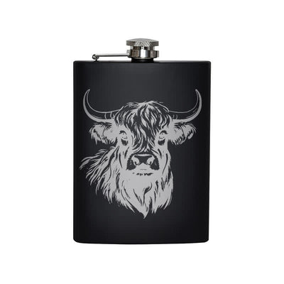 3-8 oz Yak Bull Laser Pattern Stainless Steel Portable Flask