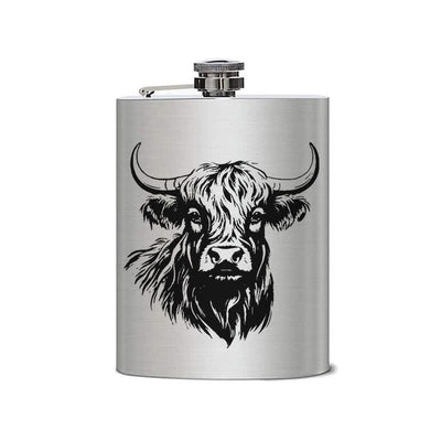 3-8 oz Yak Bull Laser Pattern Stainless Steel Portable Flask