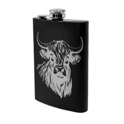 3-8 oz Yak Bull Laser Pattern Stainless Steel Portable Flask