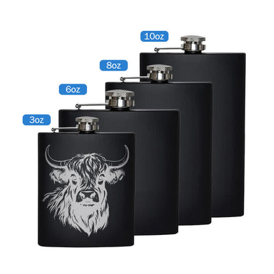 3-8 oz Yak Bull Laser Pattern Stainless Steel Portable Flask