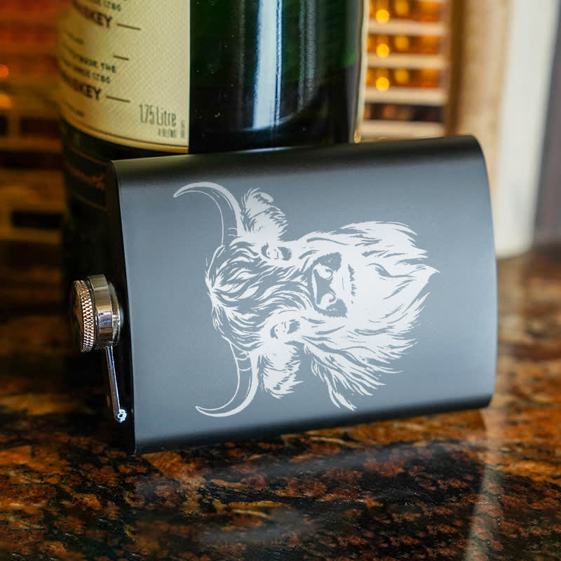 3-8 oz Yak Bull Laser Pattern Stainless Steel Portable Flask