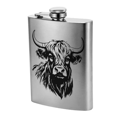 3-8 oz Yak Bull Laser Pattern Stainless Steel Portable Flask