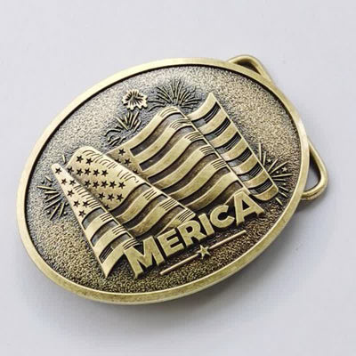 Men's DIY Native American Flag Texas Style Buckle Leather Belt