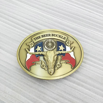 Men's DIY Wild West Bull Creative Beer Holder Buckle Leather Belt