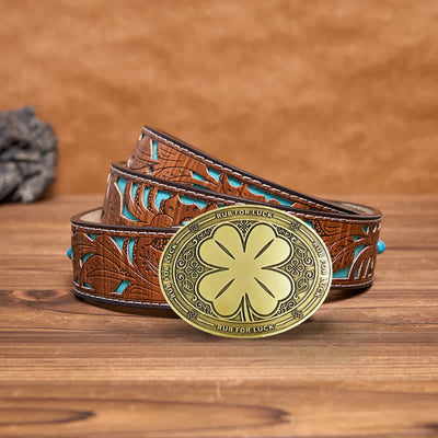 Men's DIY Rub For Luck Creative Beer Holder Buckle Leather Belt