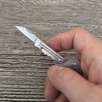 Compact Mini Folding Knife Key Shape Keychain