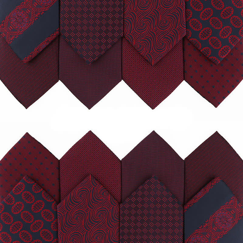 Men's Elegant Deep Wine Red Series Wedding Necktie