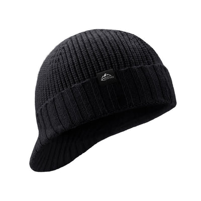 Comfortable Elastic Beanie Short Brim Knitted Hat - Black - Adjustable (21 5/8" - 23 5/8") - image 0