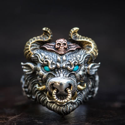 FREE Today: Men's Devil Hell Ghost Goat Opening Adjustable Ring - Ox head - image 4