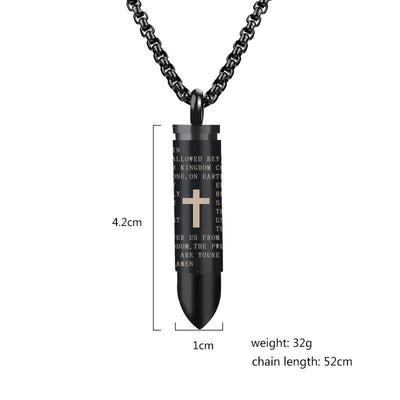 Memorial Cross Simulation Bullet Pendant Necklace