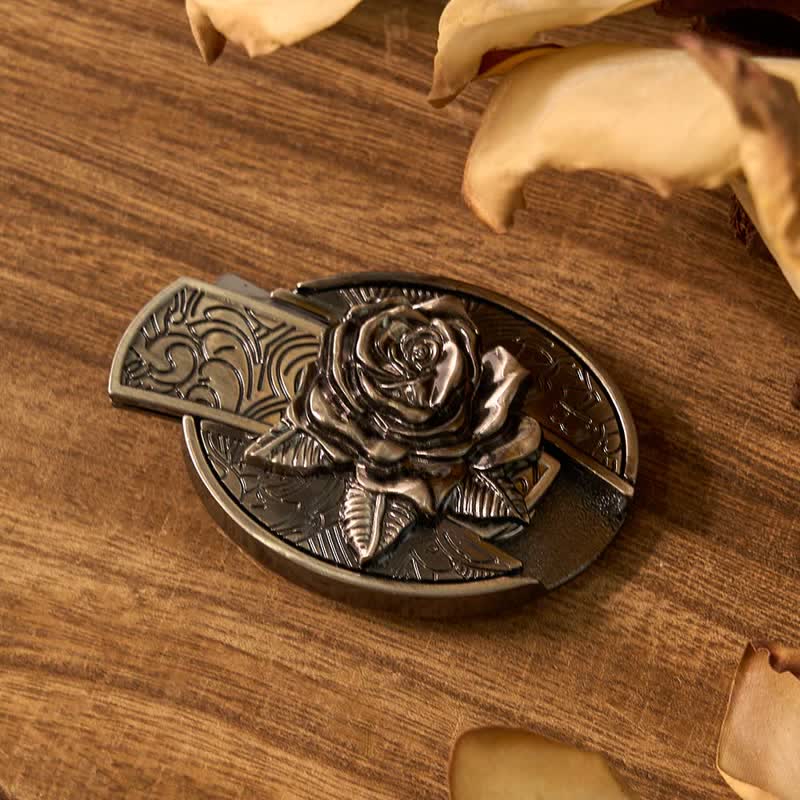 Rose DIY Hidden Knife Belt Buckle Lighter Ghost Goat Ring  display picture 1