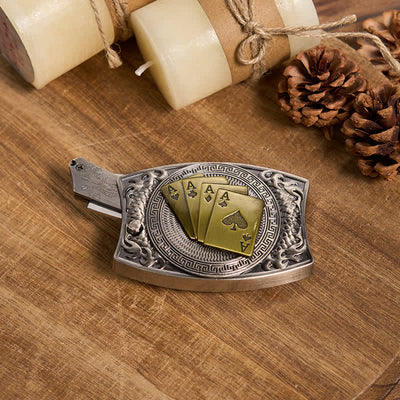 Functional DIY Hidden Knife Belt Buckle Retro Bull Ring Bundle Set