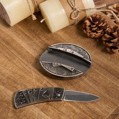 Functional DIY Hidden Knife Belt Buckle Retro Bull Ring Bundle Set