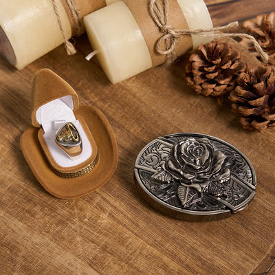 Functional DIY Hidden Knife Belt Buckle Retro Bull Ring Bundle Set