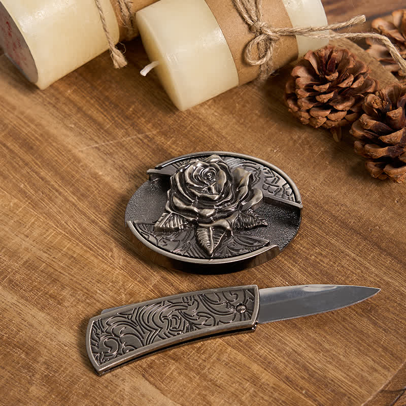 Functional DIY Hidden Knife Belt Buckle Retro Bull Ring Bundle Set