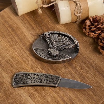 Functional DIY Hidden Knife Belt Buckle Retro Bull Ring Bundle Set