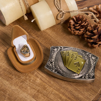 Functional DIY Hidden Knife Belt Buckle Retro Bull Ring Bundle Set