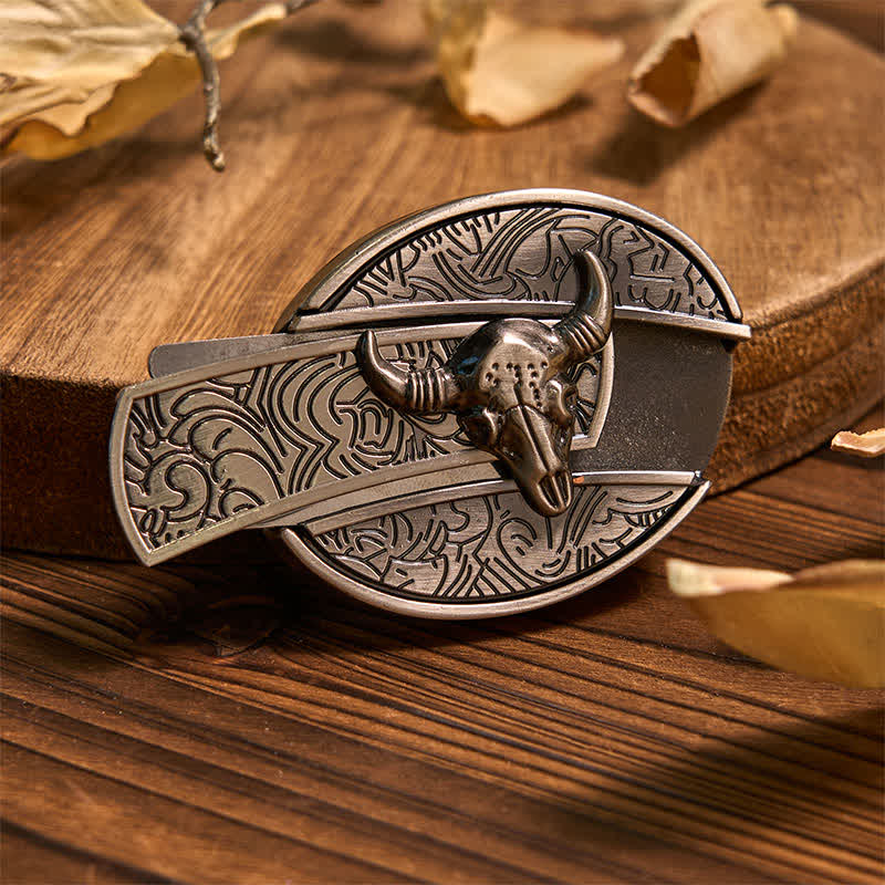 Turquoise Longhorn Bull DIY Hidden Knife Belt Buckle Pendant Ring