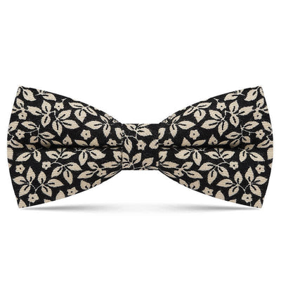 Men's Subtle White Leaves Plant Cotton Bow Tie