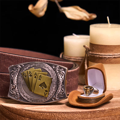 Functional DIY Hidden Knife Belt Buckle Retro Bull Ring Bundle Set
