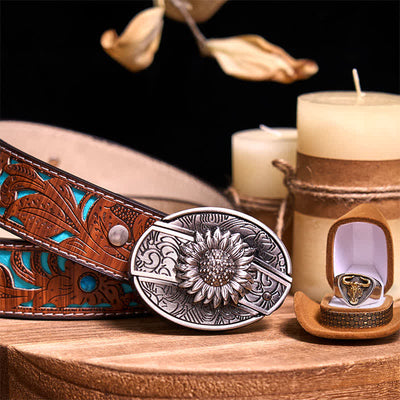 Functional DIY Hidden Knife Belt Buckle Retro Bull Ring Bundle Set