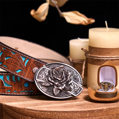 Functional DIY Hidden Knife Belt Buckle Retro Bull Ring Bundle Set