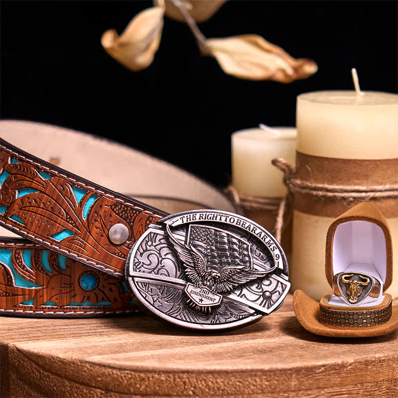 Functional DIY Hidden Knife Belt Buckle Retro Bull Ring Bundle Set