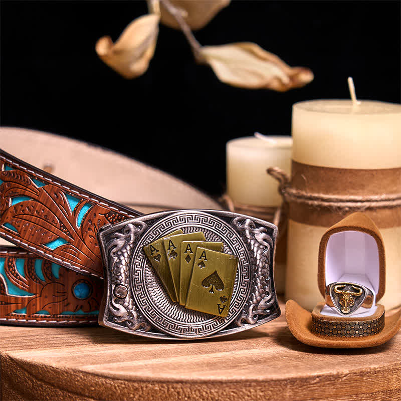 Functional DIY Hidden Knife Belt Buckle Retro Bull Ring Bundle Set