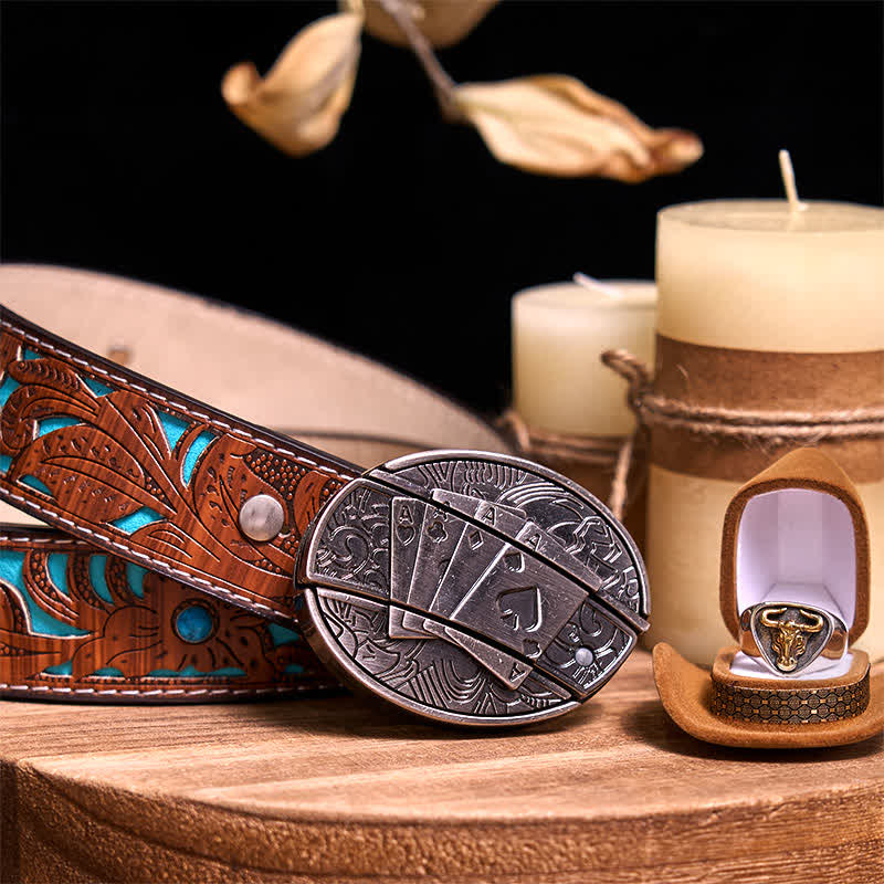 Functional DIY Hidden Knife Belt Buckle Retro Bull Ring Bundle Set