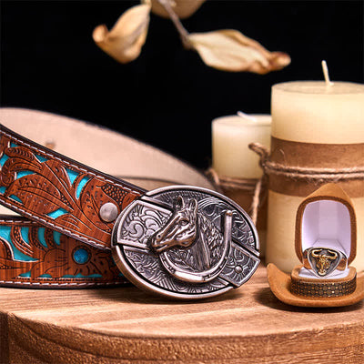 Functional DIY Hidden Knife Belt Buckle Retro Bull Ring Bundle Set