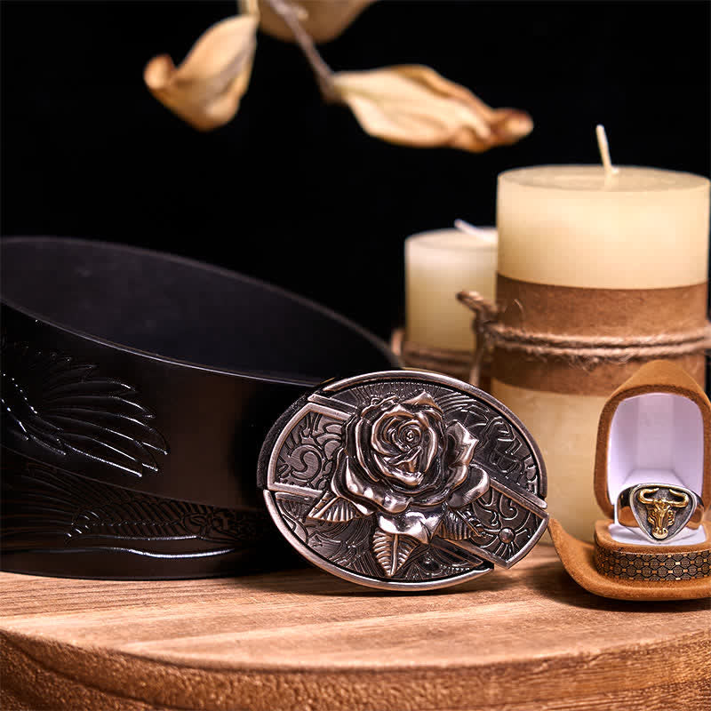 Functional DIY Hidden Knife Belt Buckle Retro Bull Ring Bundle Set