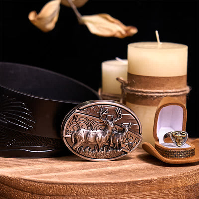 Functional DIY Hidden Knife Belt Buckle Retro Bull Ring Bundle Set