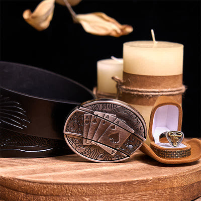 Functional DIY Hidden Knife Belt Buckle Retro Bull Ring Bundle Set