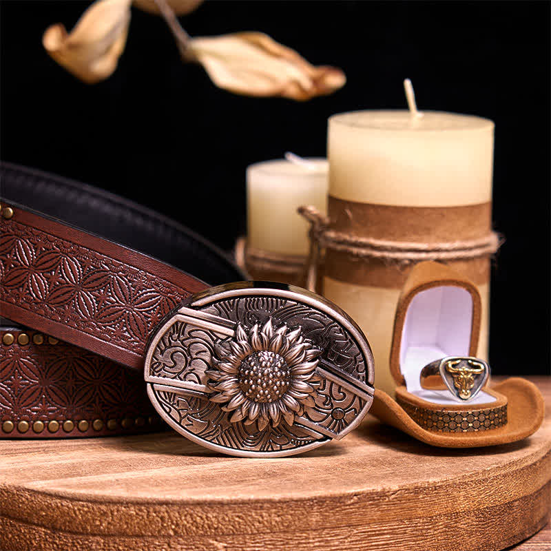 Functional DIY Hidden Knife Belt Buckle Retro Bull Ring Bundle Set